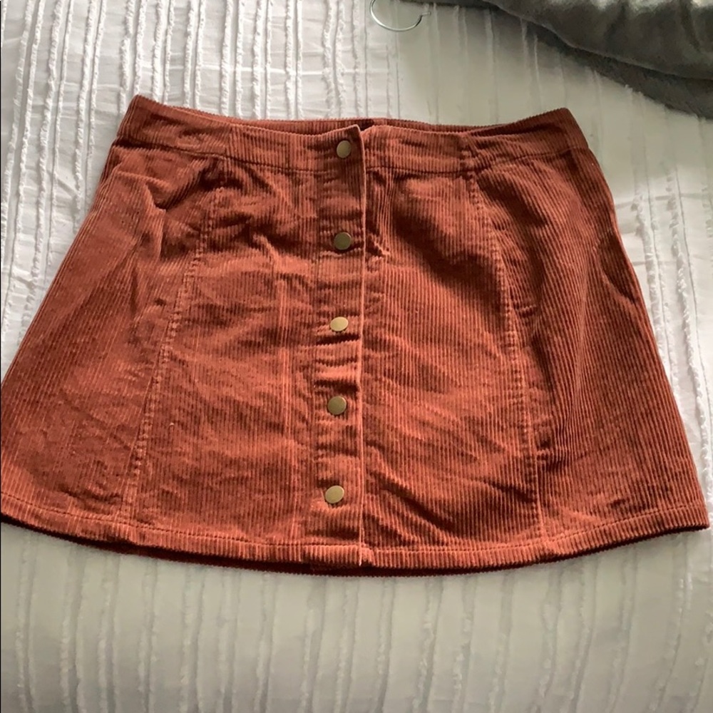 Rust Colored Corduroy Botton Down Skirt
